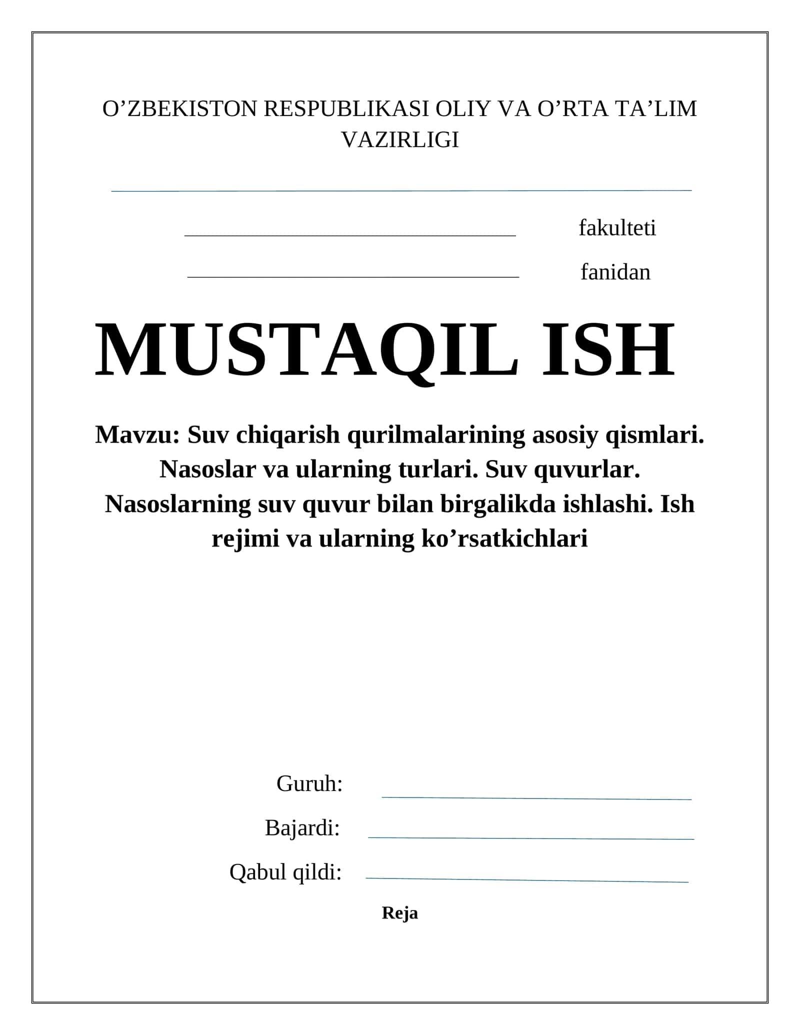 Suv chiqarish qurilmalari 1