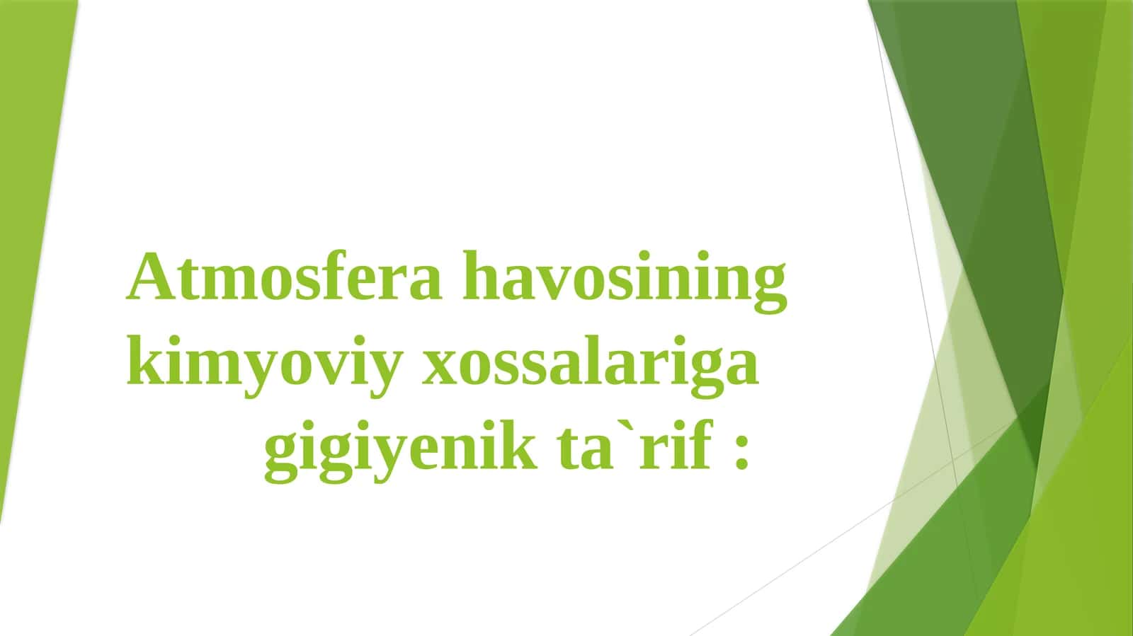Atmosfera havosining kimyoviy xossalari 1