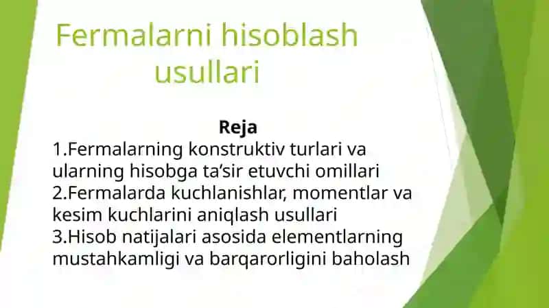 Fermalarni hisoblash usullari