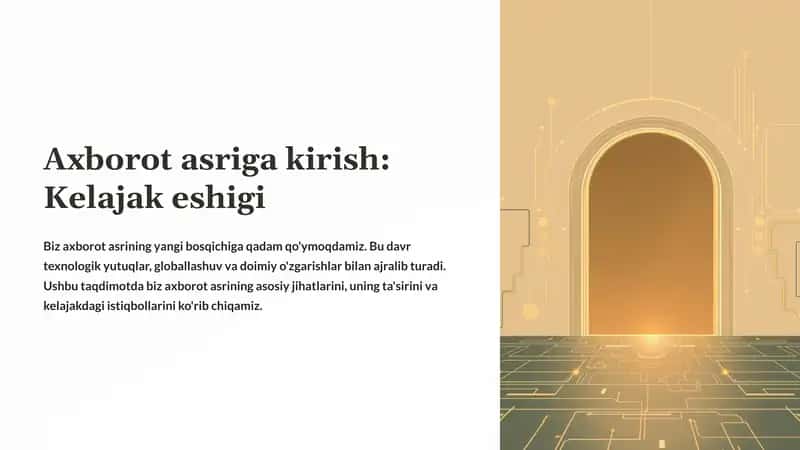 Axborot asriga kirish: Kelajak eshigi 1