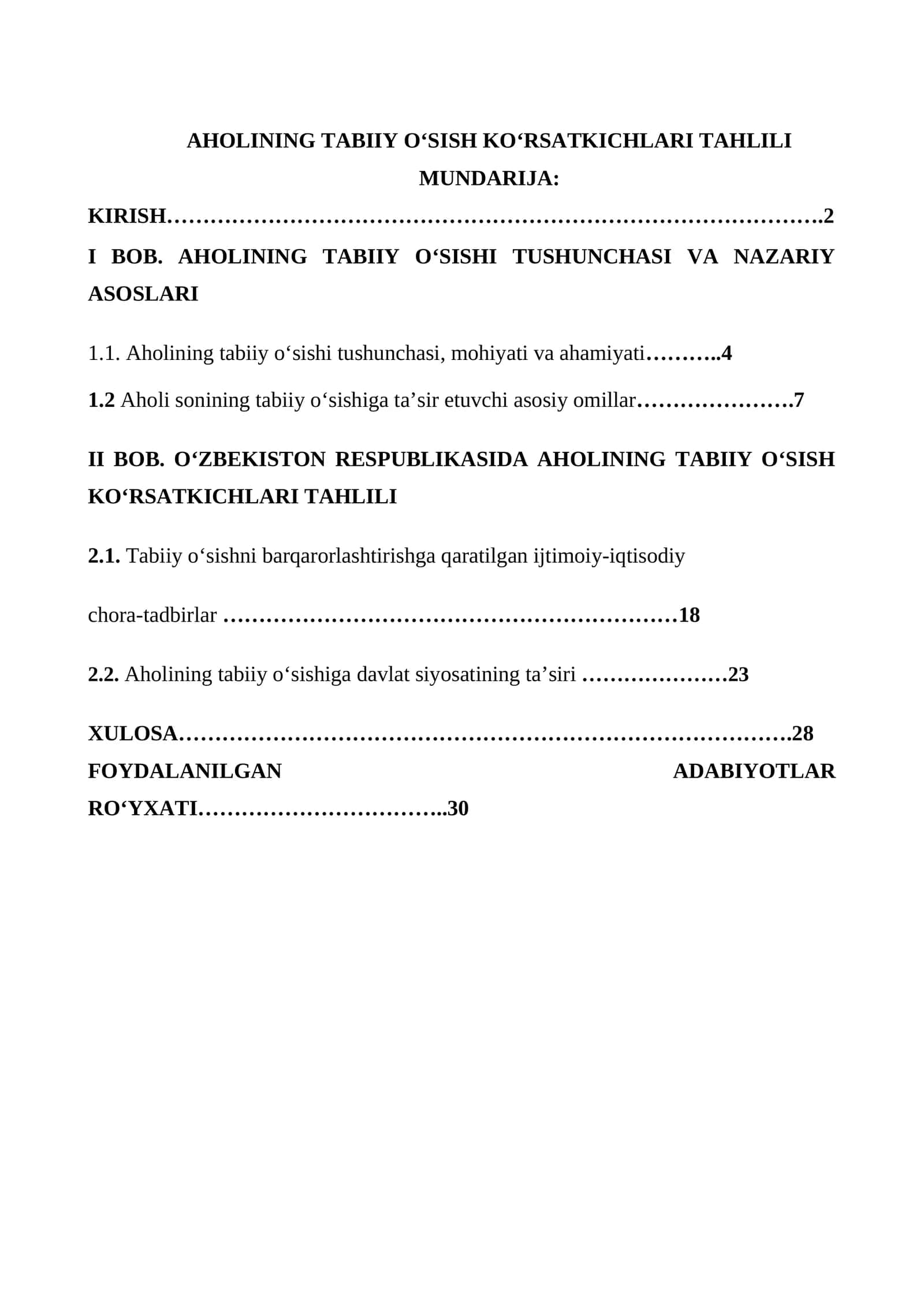 AHOLINING TABIIY O‘SISH KO‘RSATKICHLARI TAHLILI 1