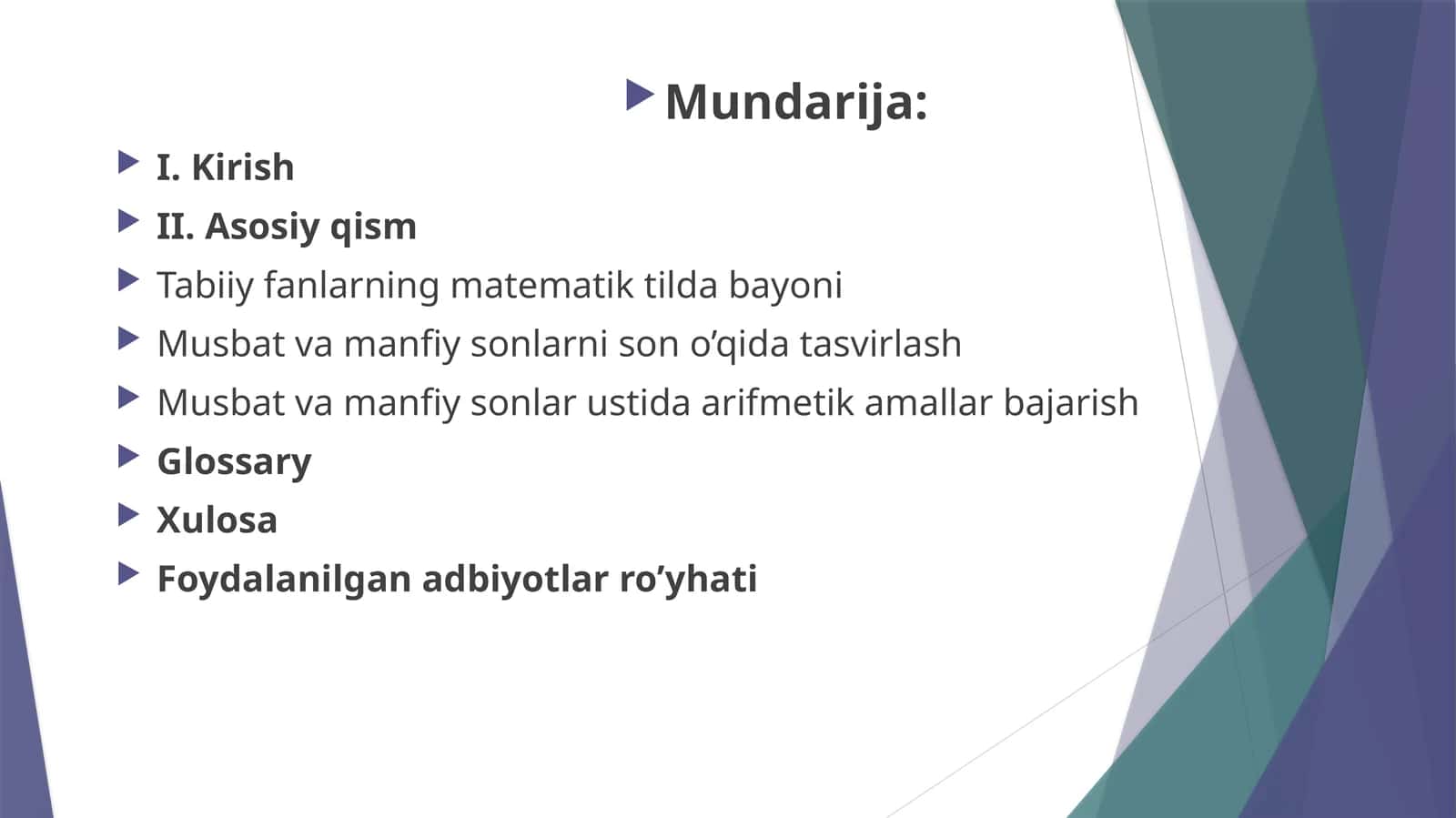 Musbat va manfiy sonlar 1