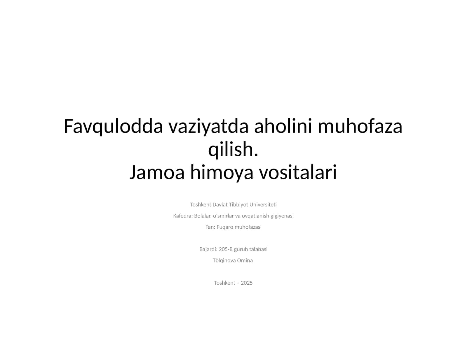 Favqulodda vaziyatda aholini muhofaza qilish 1