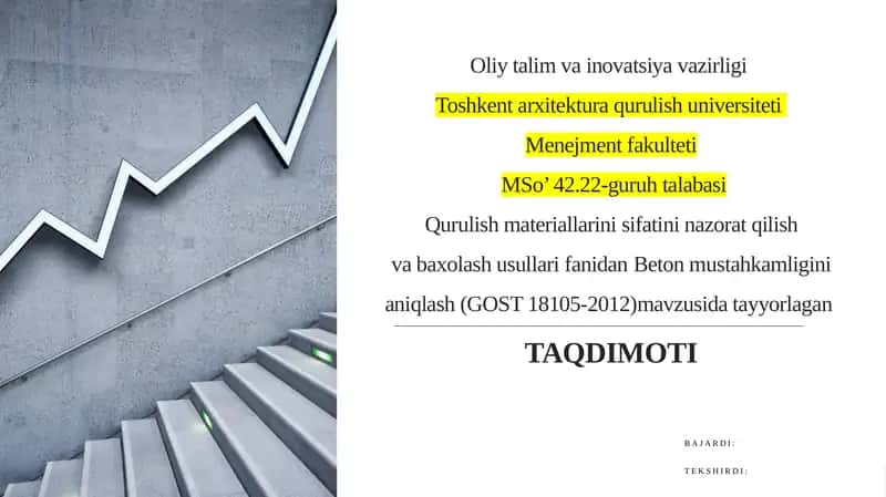 Beton mustahkamligini aniqlash (GOST 18105-2012) 1