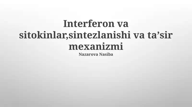 Interferonlar va Sitokinlarning Sintezi 1