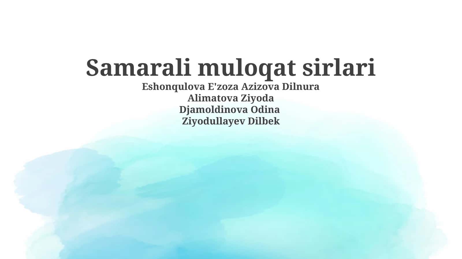 Samarali muloqat sirlari 1