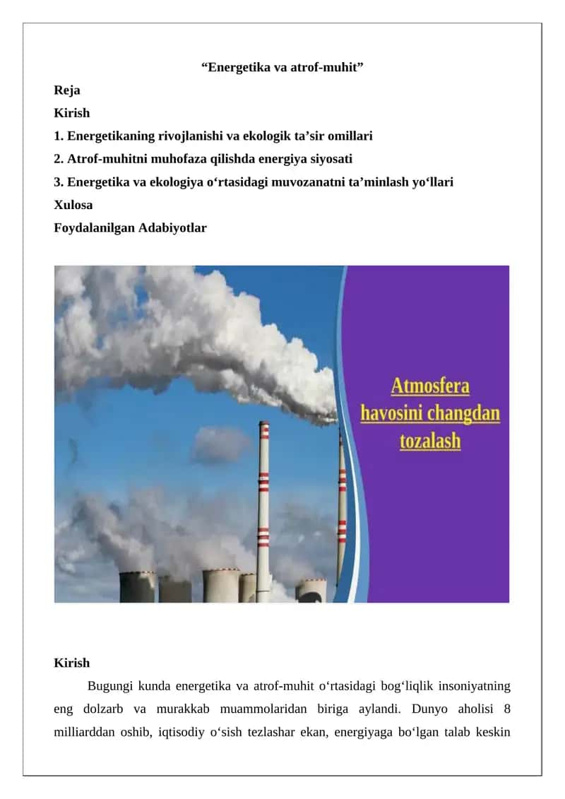 Energetika va atrof-muhit 1
