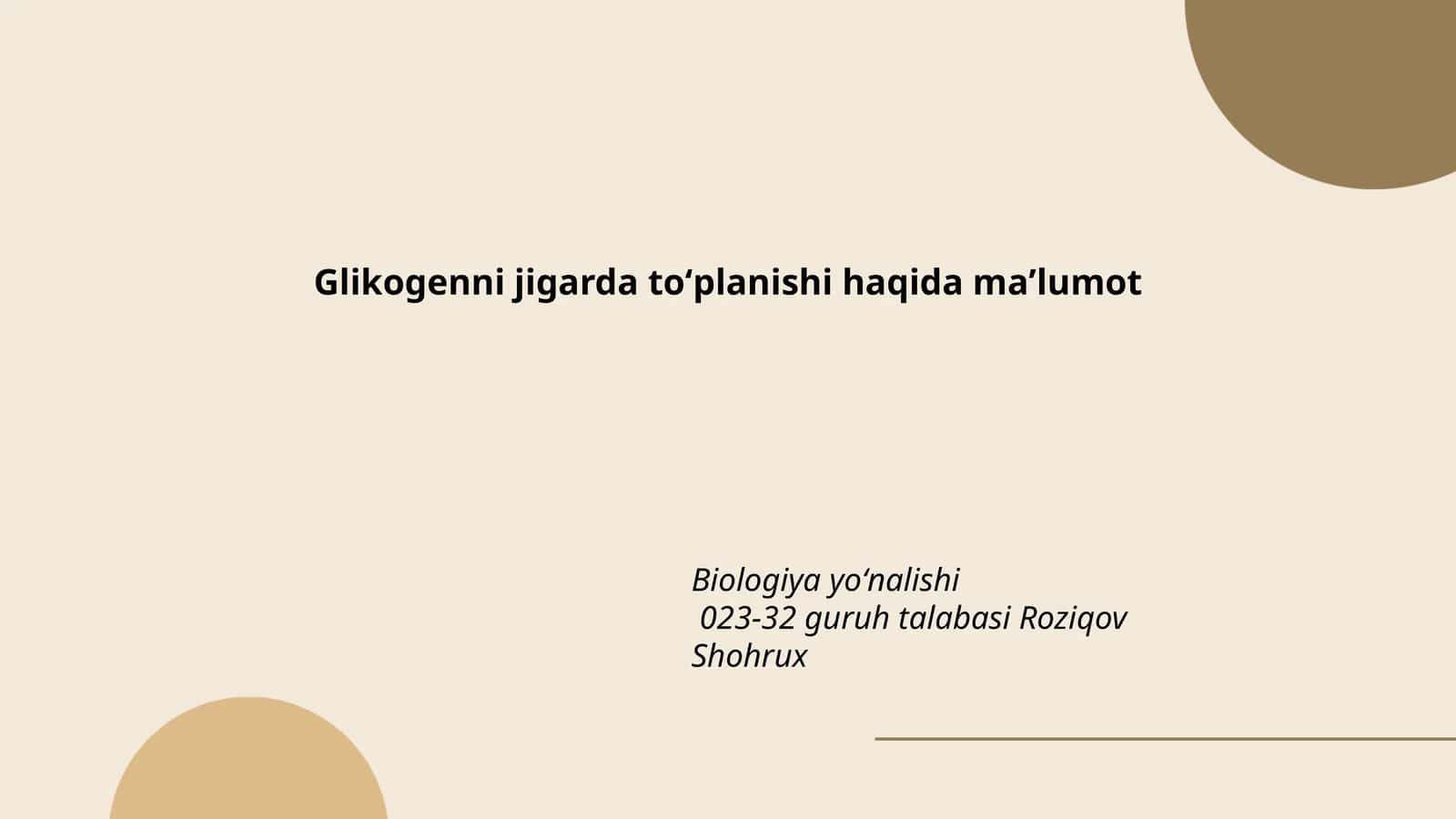 Glikogenni jigarda toʻplanishi haqida maʼlumot 1