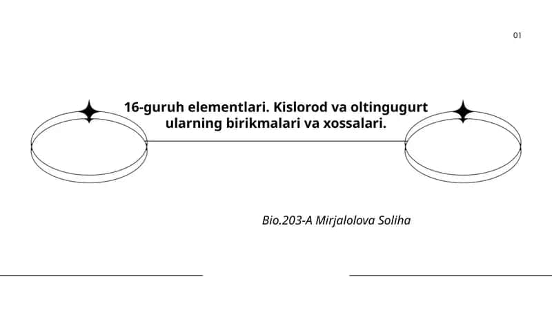 16-guruh elementlari. Kislorod va oltingugurt ularning birikmalari va xossalari 1