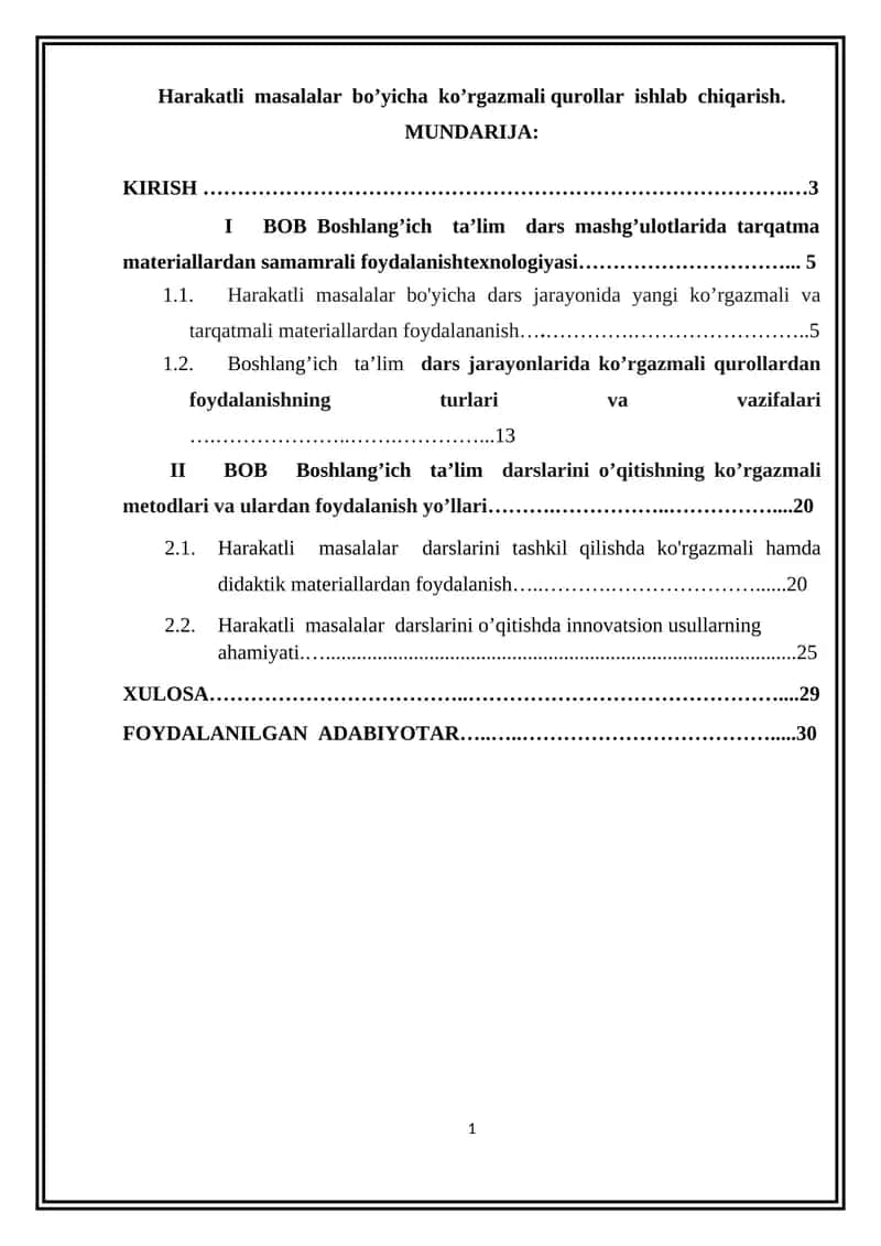 Harakatli masalalar bo’yicha ko’rgazmali qurollar ishlab chiqarish 1