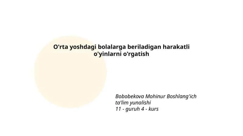 Harakatli o'yinlarni o'rgatish 1