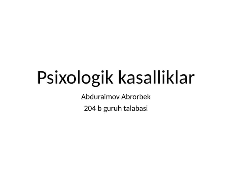 Psixologik kasalliklar 1