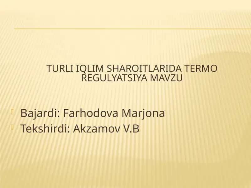 Termo Regulyatsiya 1
