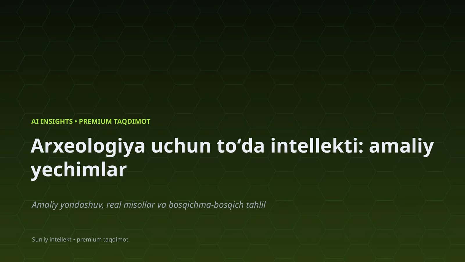 Arxeologiya uchun toʻda intellekti: amaliy yechimlar 1