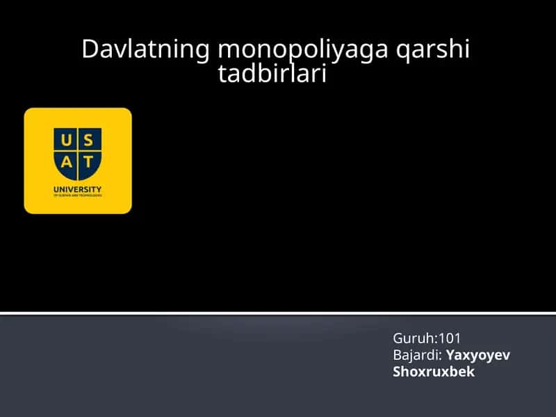 Davlatning monopoliyaga qarshi tadbirlari 1