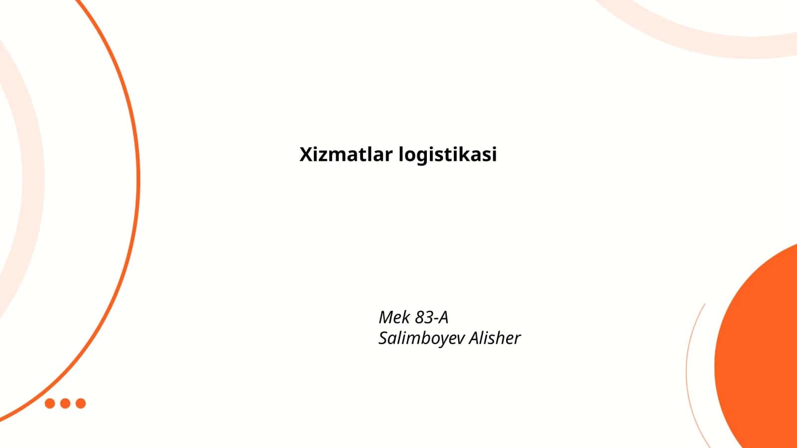 Xizmatlar logistikasining nazariy asoslari 1