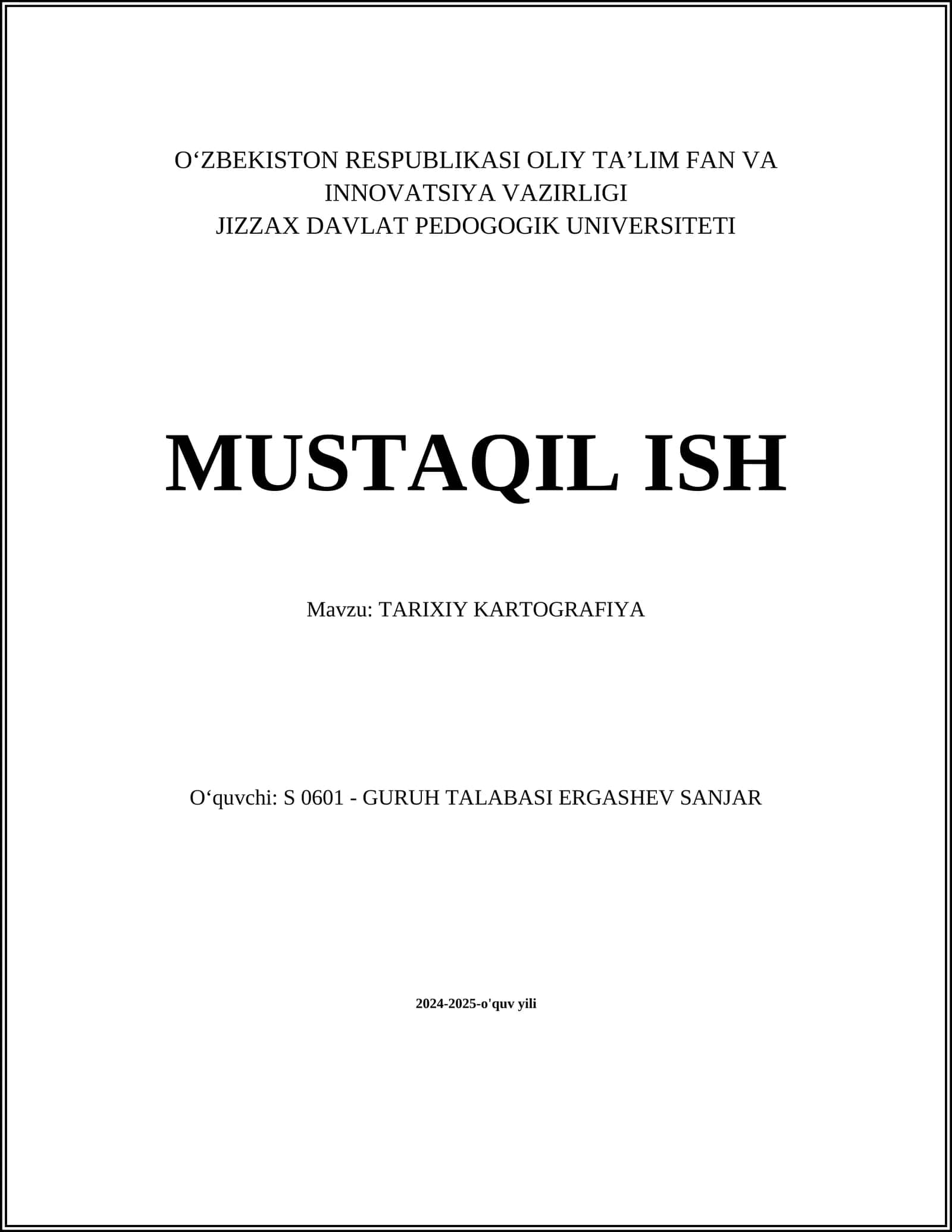 TARIXIY KARTOGRAFIYA 1
