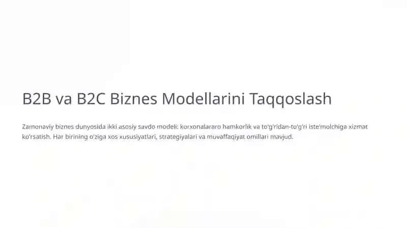 B2B va B2C Biznes Modellarini Taqqoslash