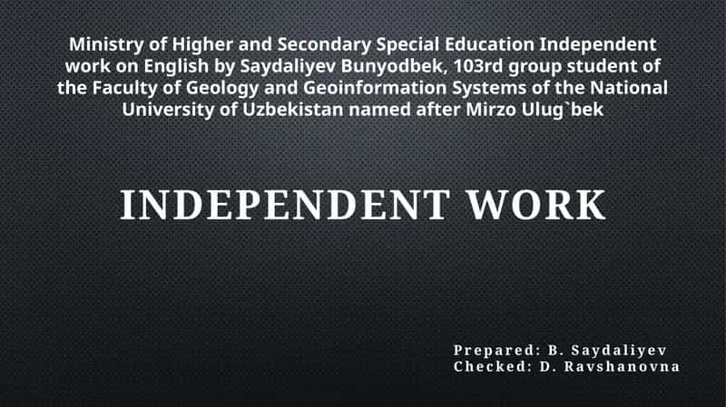 Independent work on English 1