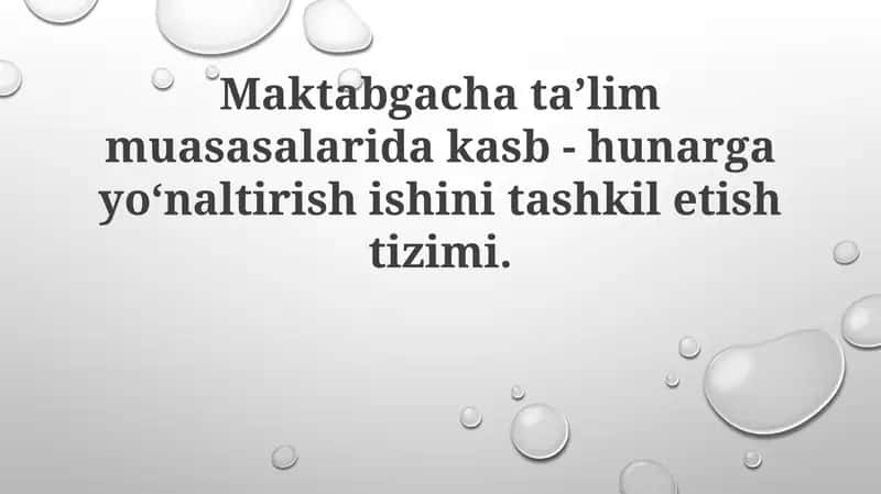 Maktabgacha ta'limda kasbiy yo'nalish tizimi 1