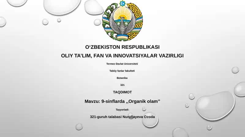 9-sinflarda,,Organik olam’’ 1
