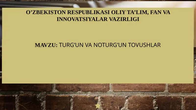 TURG’UN VA NOTURG’UN TOVUSHLAR 1