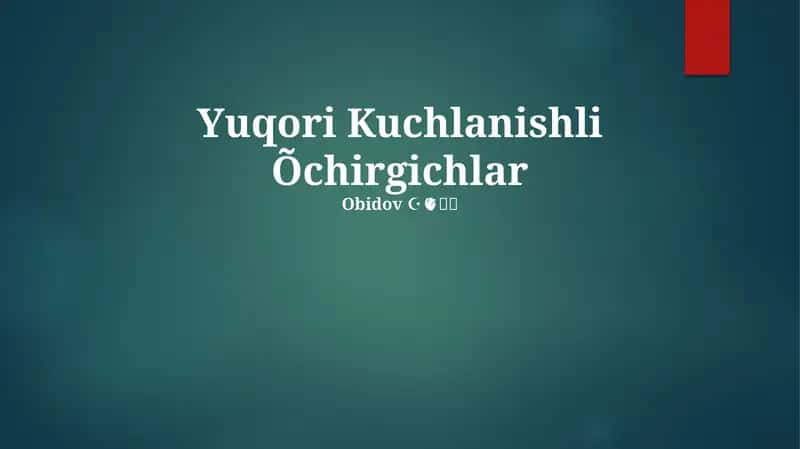Yuqori Kuchlanishli Õchirgichlar 1