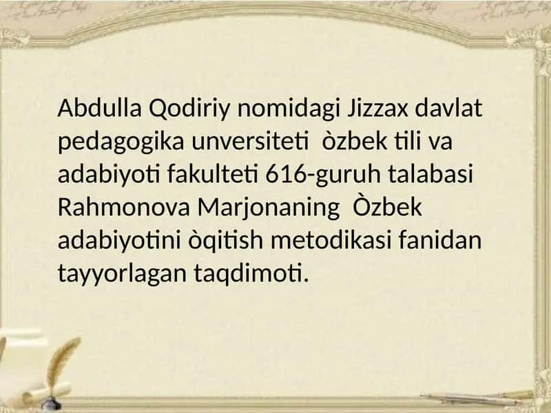 - Òzbek adabiyotini o'qitish metodi 1