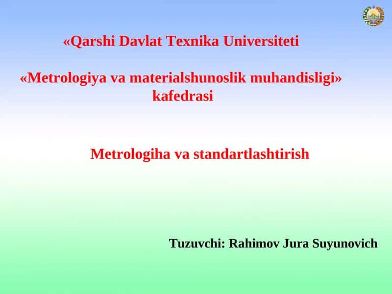 Standartlashtirish asoslari 1