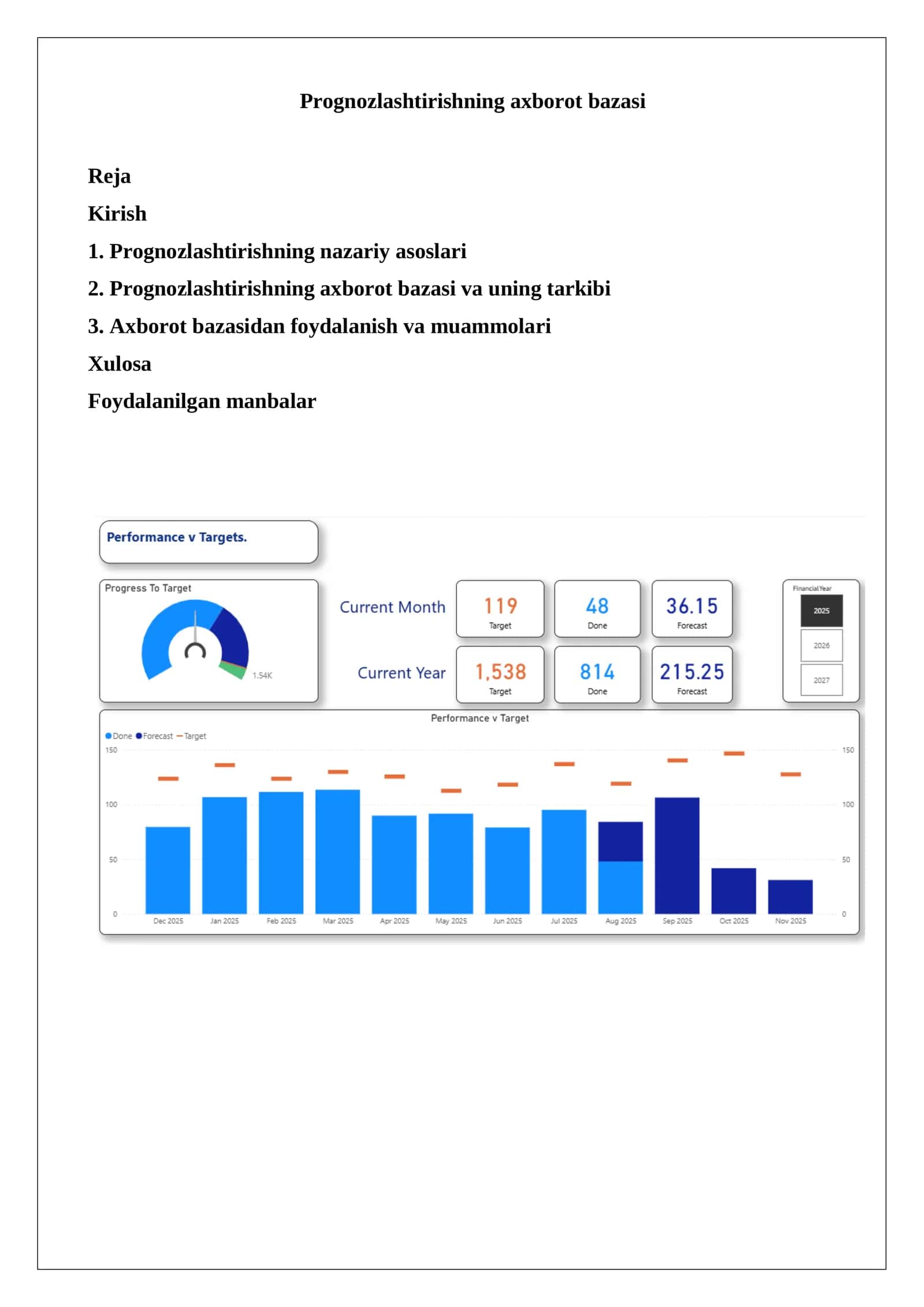 Prognozlashtirishning axborot bazasi 1