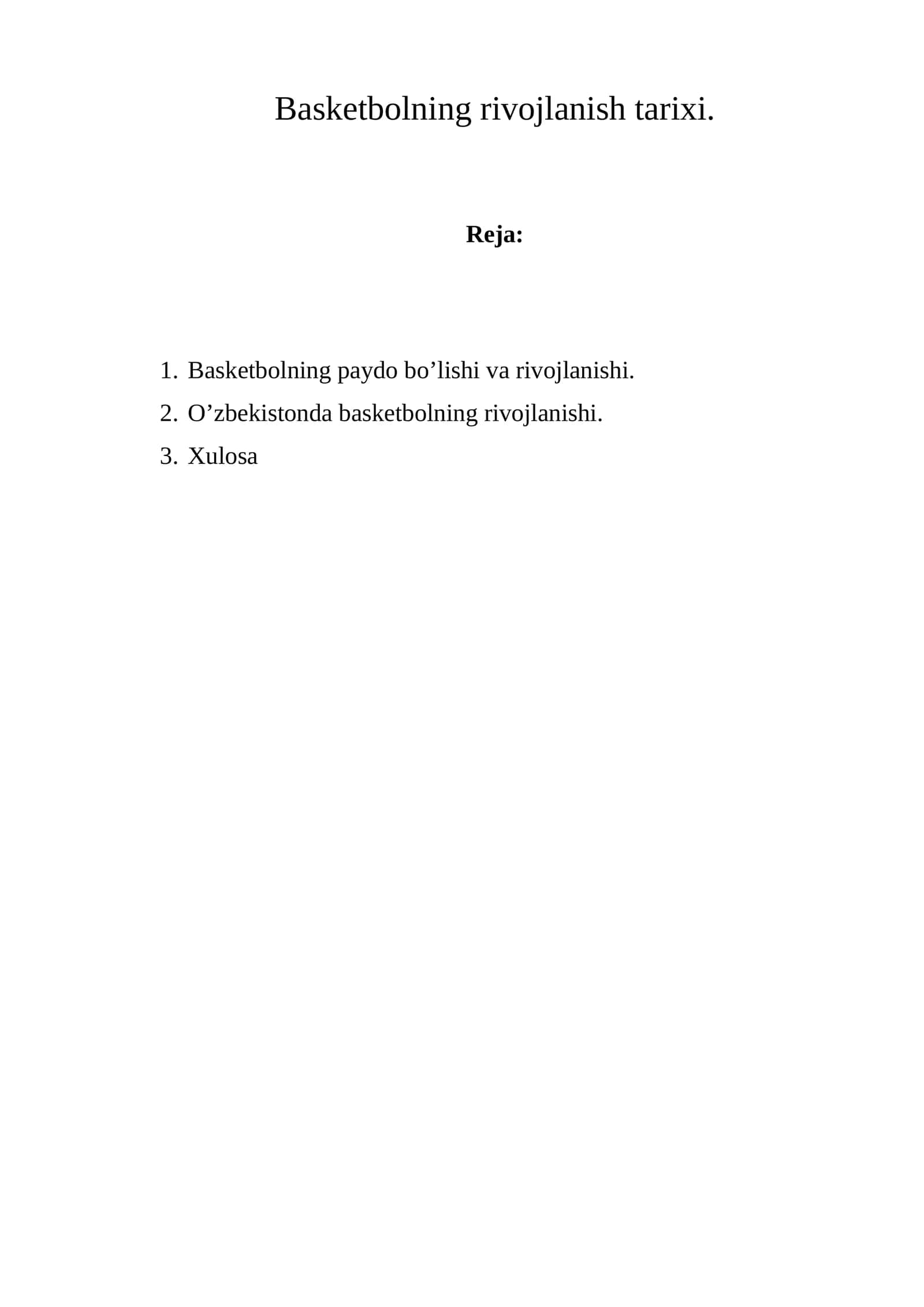 Basketbolning rivojlanish tarixi 1