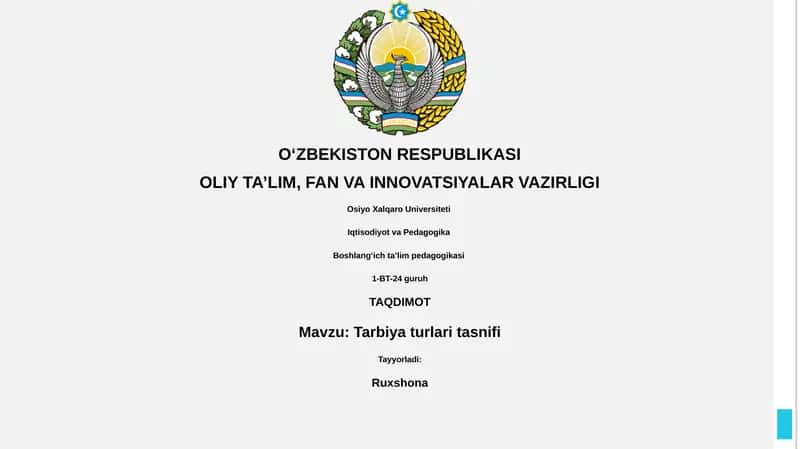 Tarbiya turlari tasnifi 1