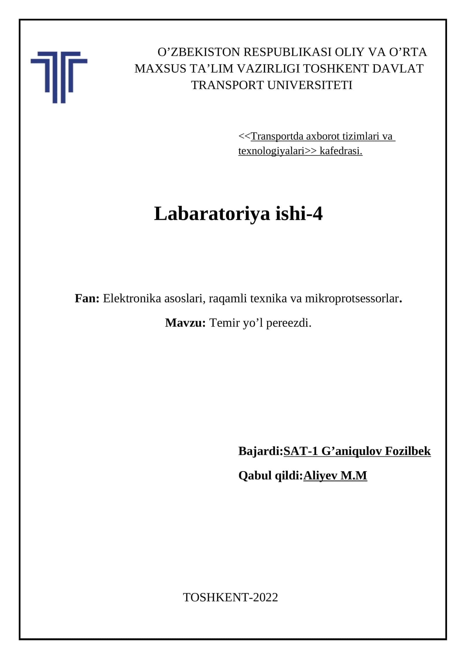 Elektronika Laboratory ishi 4 1