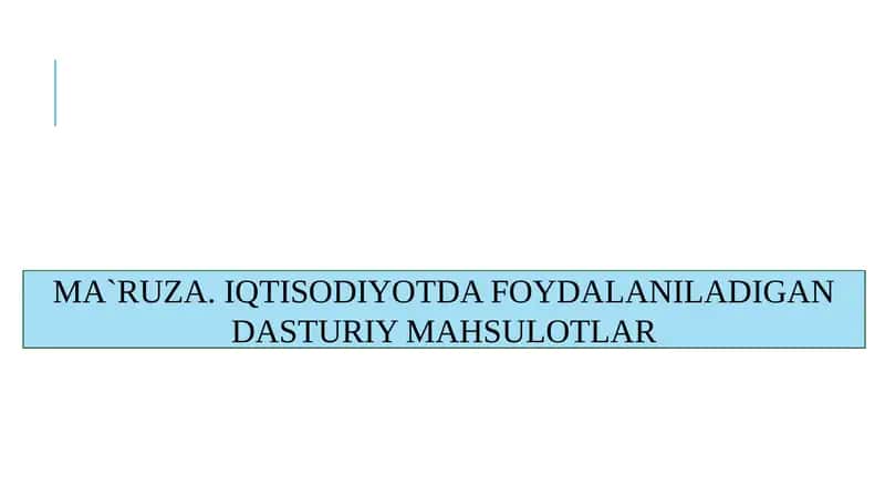 IQTISODIYOTDA FOYDALANILADIGAN DASTURIY MAHSULOTLAR 1