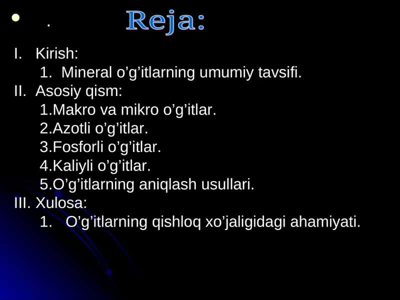 Mineral o’g’itlar tavsifi 1