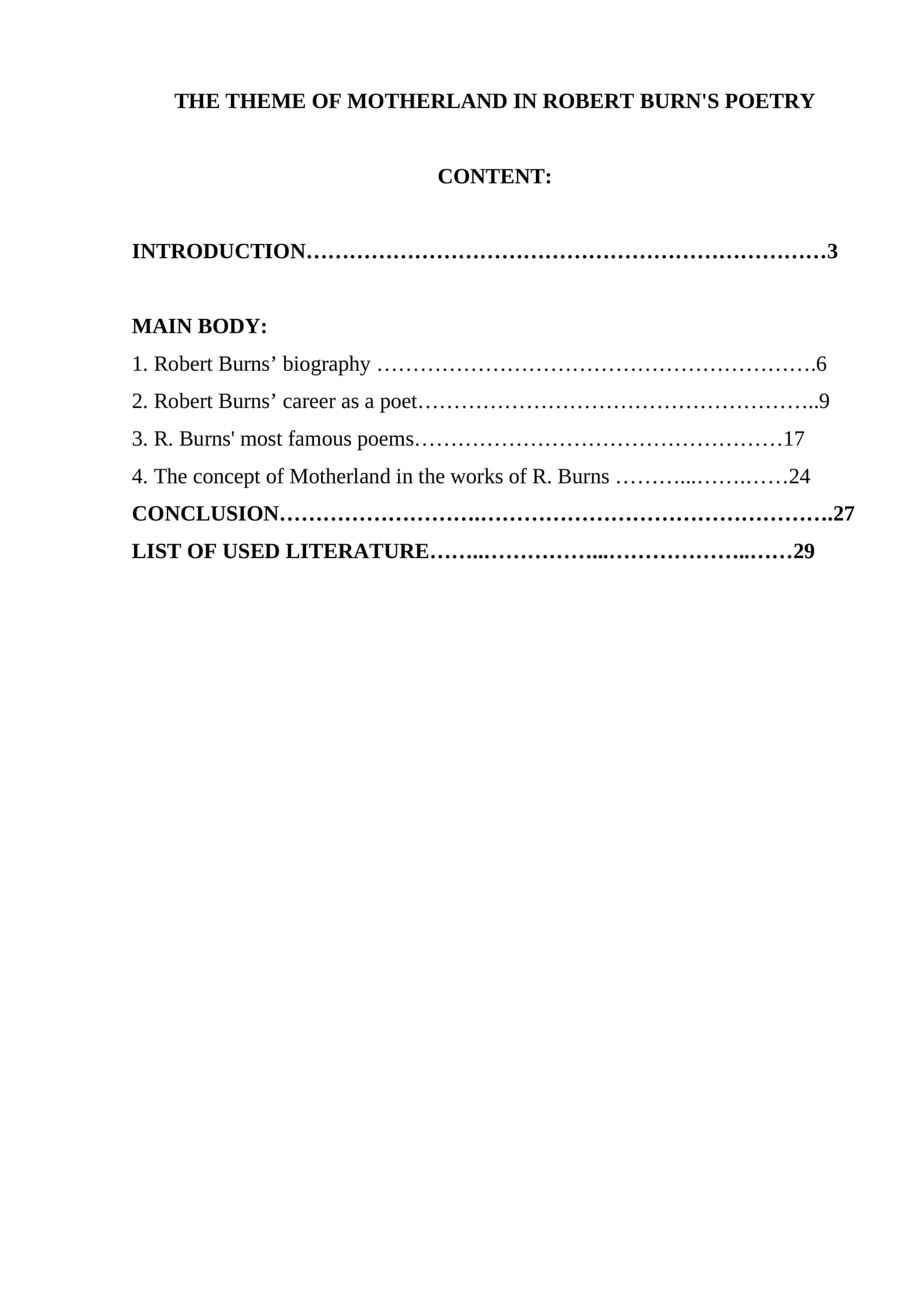 The theme of motherland in Robert Burn's poetry 1