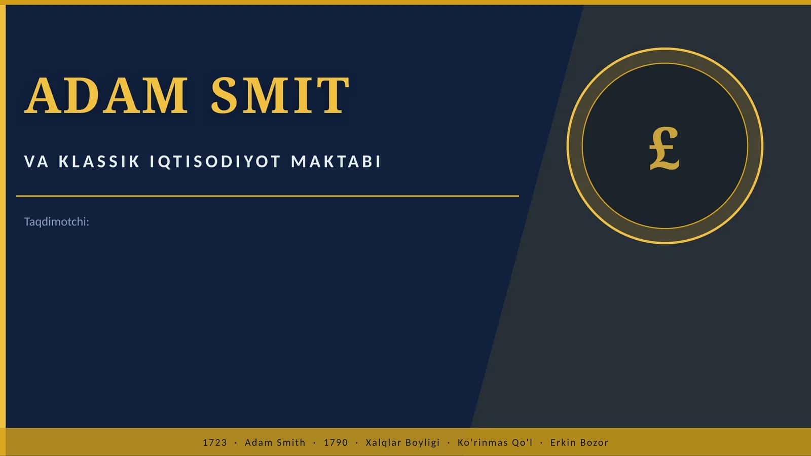 Adim Smit va klassik iqtisodiyot maktabi 1