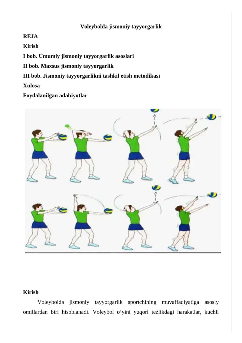 Voleybolda jismoniy tayyorgarlik 1
