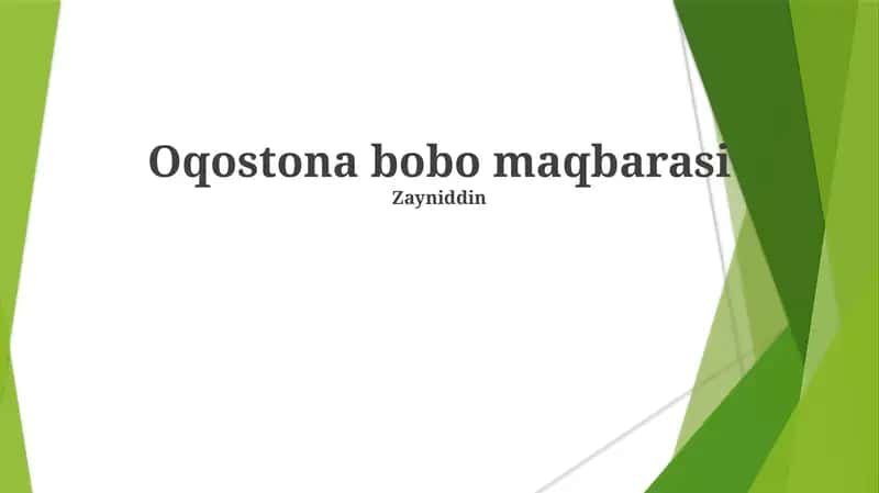 Oqostona Bobo maqbarasi 1