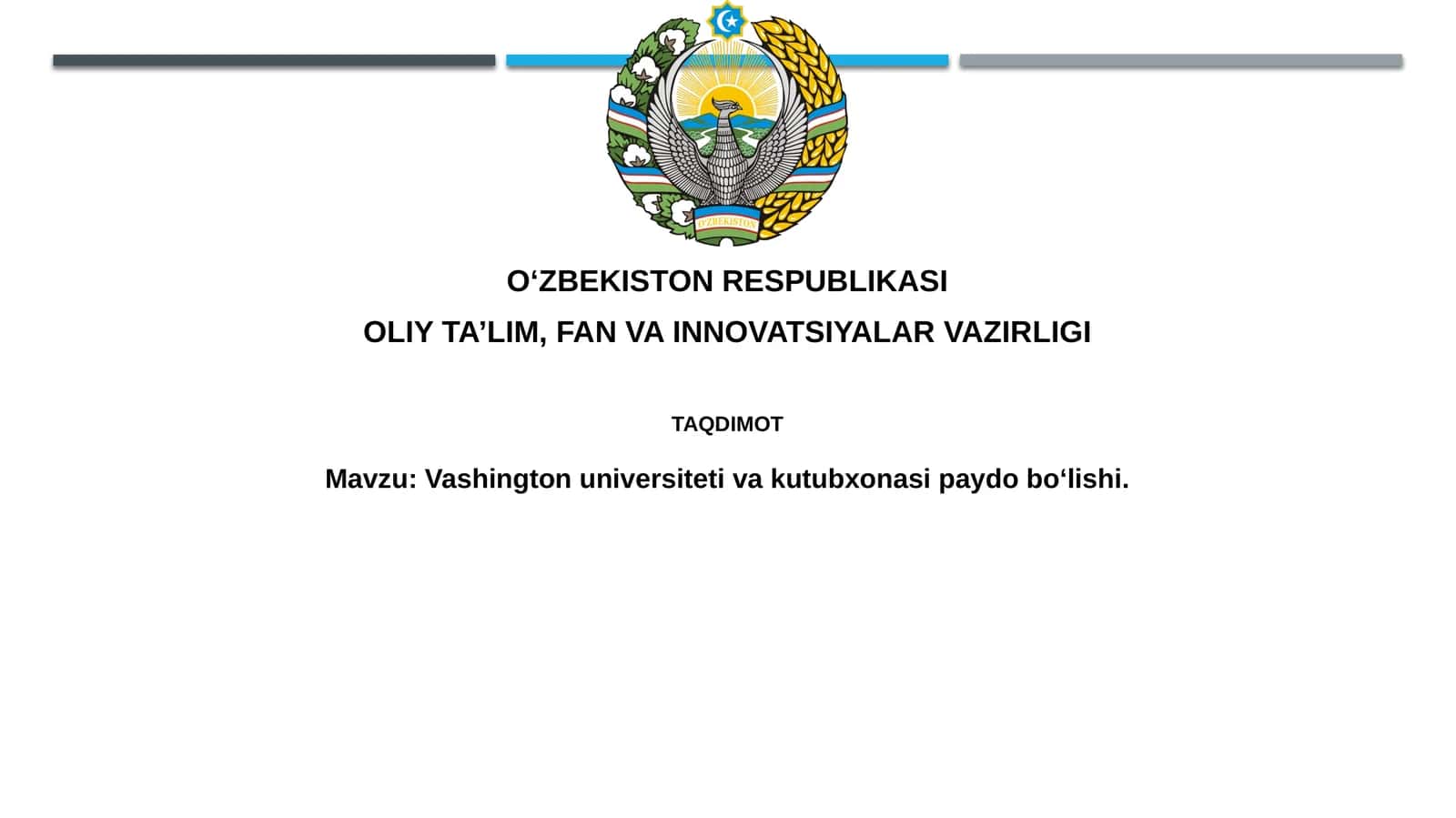 Vashington universiteti va kutubxonasining paydo bo'lishi 1