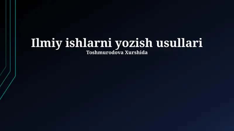 Adabiyotlarni koʻrib chiqish va tahlil qilish 1