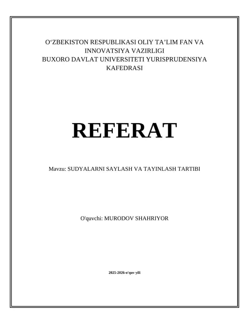 SUDYALARNI SAYLASH VA TAYINLASH TARTIBI 1