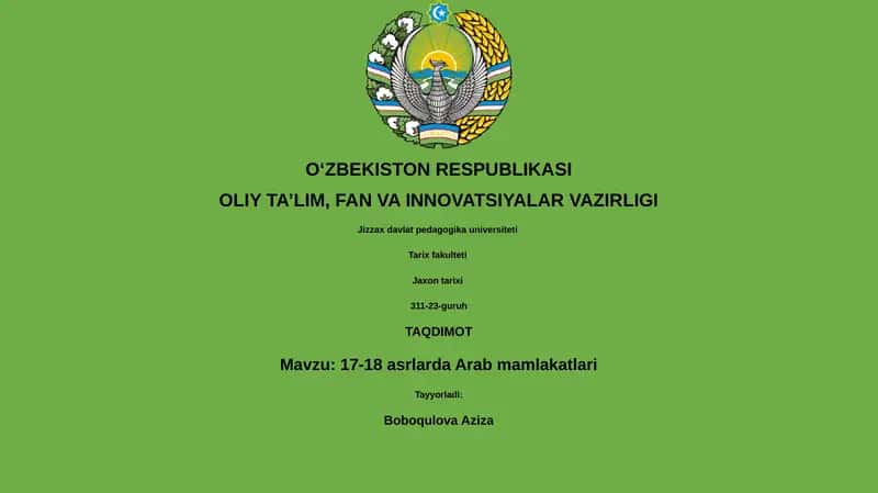 17-18 asrlarda Arab mamlakatlari 1