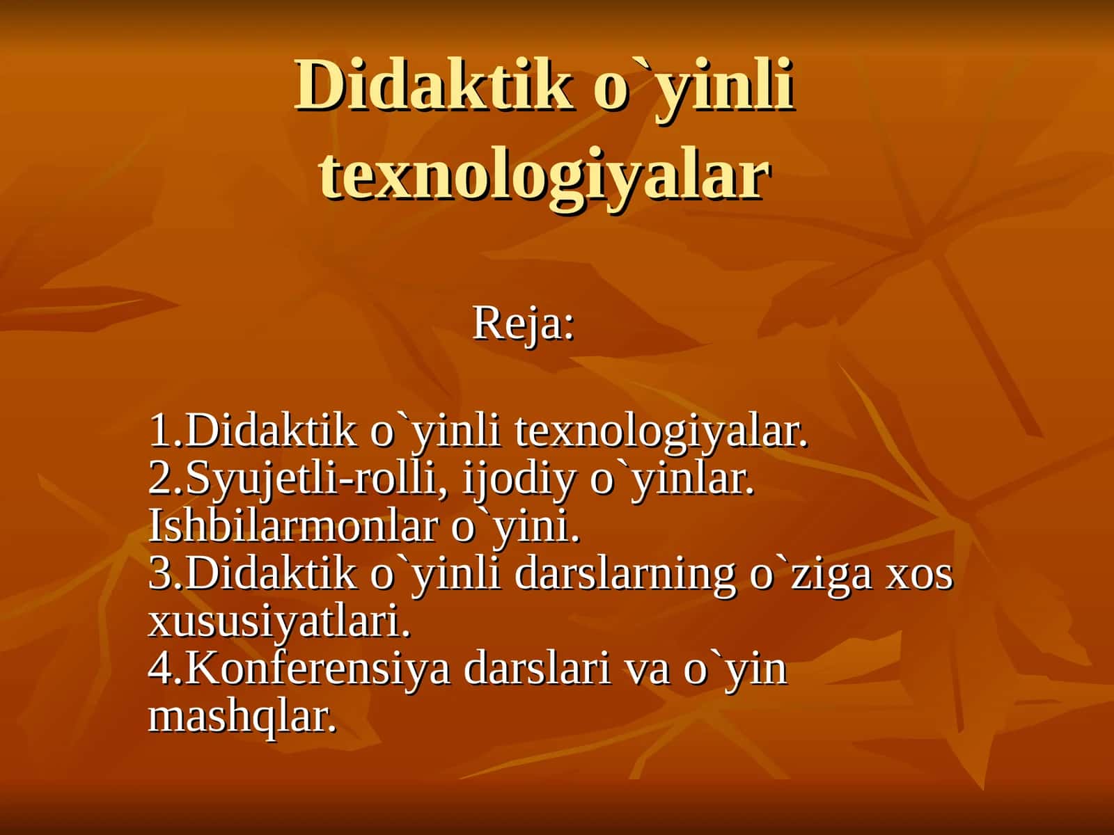 Didaktik o`yinli texnologiyalar 1
