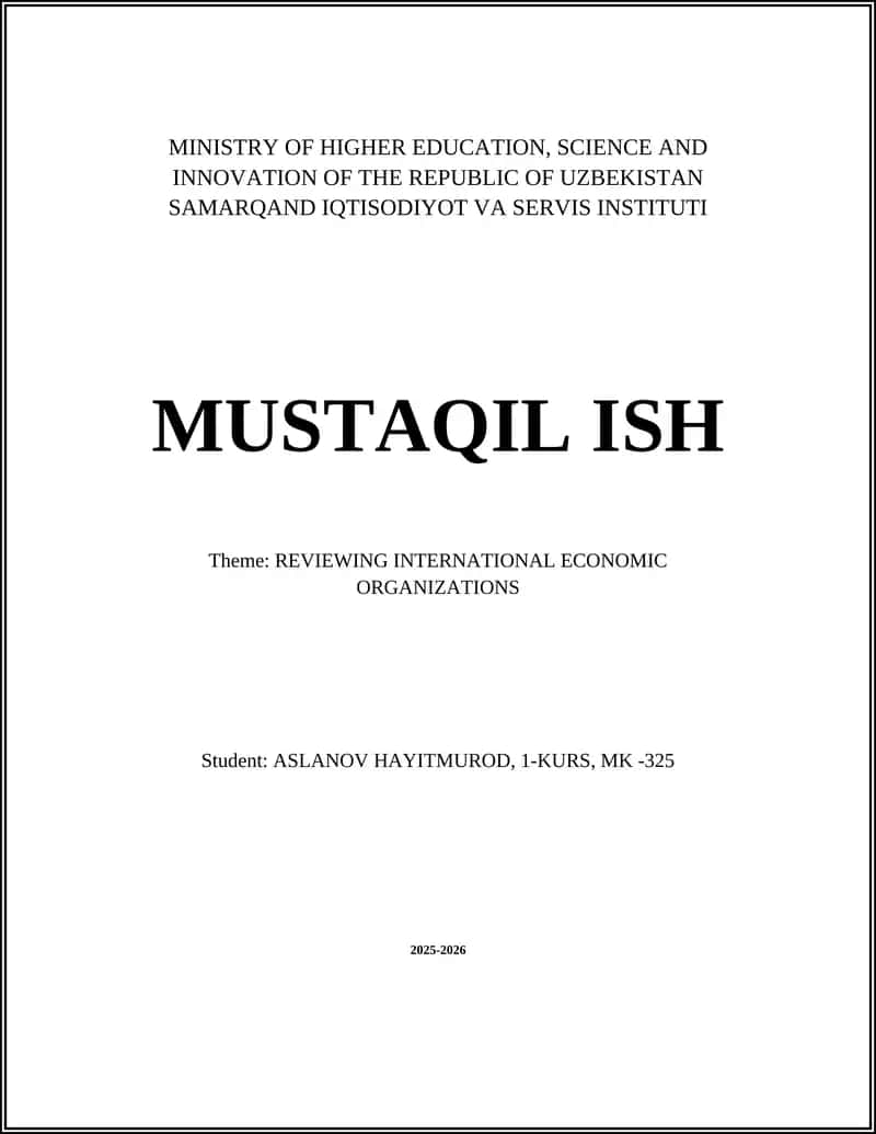 International Economic Organizations Review 1