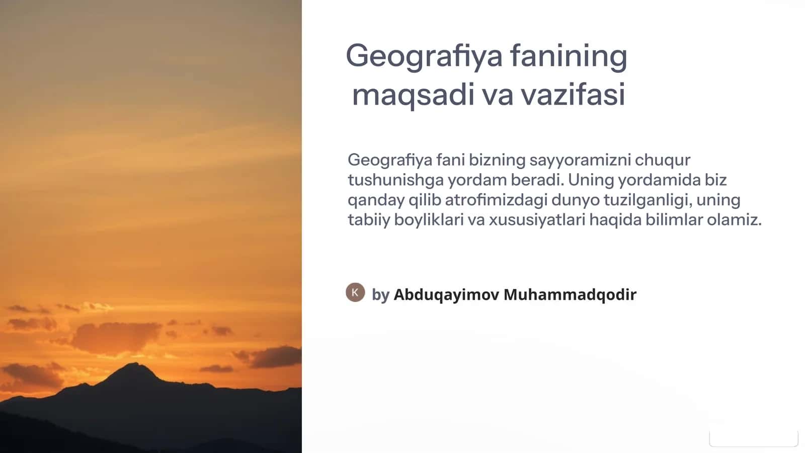 Geografiya Fanining Maqsadi 1