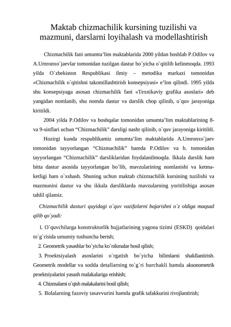 Chizmachilik kursi 1