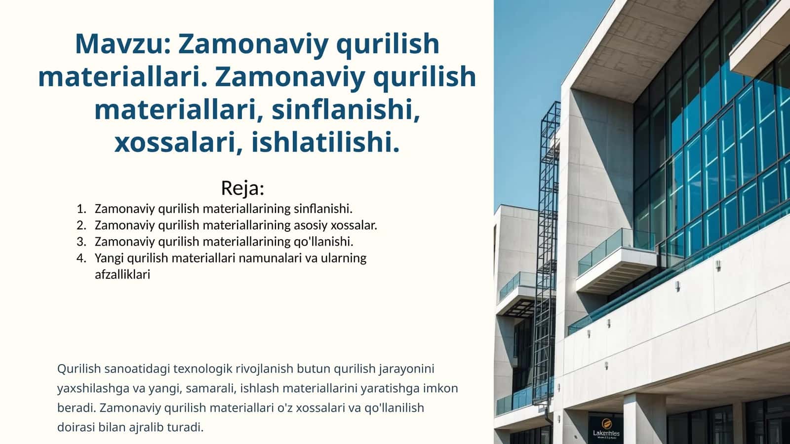 Zamonaviy qurilish materiallari 1