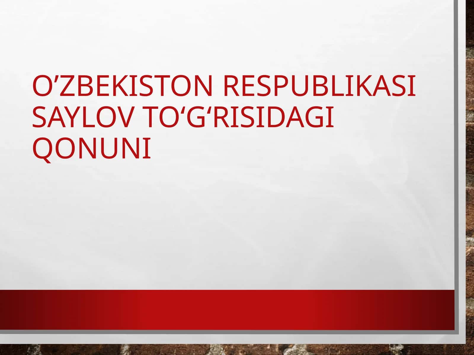 O’zbekiston respublikasi Saylov to‘g‘risidagi qonuni 1