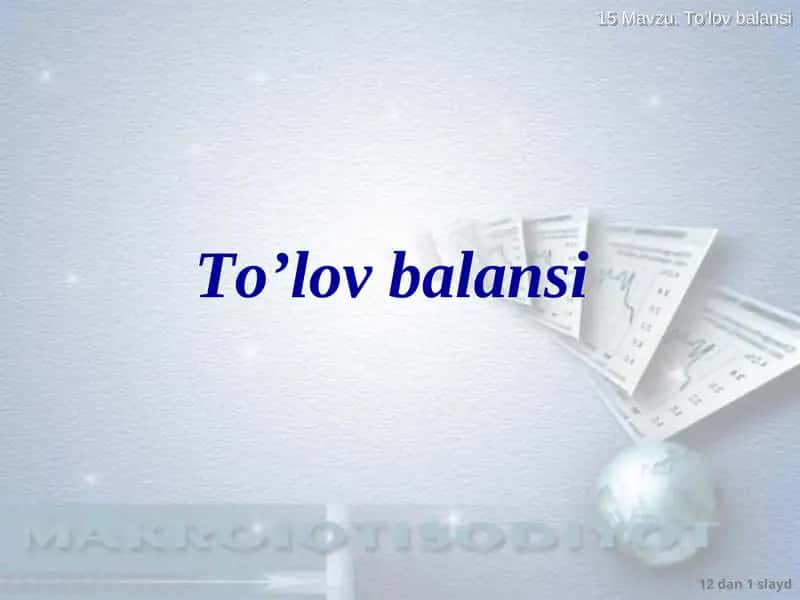 To’lov balansi 1